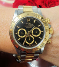 Load image into Gallery viewer, 40m Rolex Cosmograph Daytona 18k Stainless Steel Two Tone Black Dial 16523 Watch
