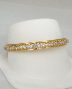 Ladies 14k Yellow Gold 6.00ctw Round Diamond Hard Bangle Bracelet