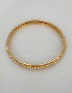 Ladies 14k Yellow Gold 6.00ctw Round Diamond Hard Bangle Bracelet