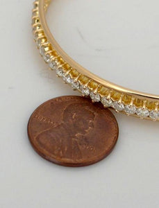 Ladies 14k Yellow Gold 6.00ctw Round Diamond Hard Bangle Bracelet