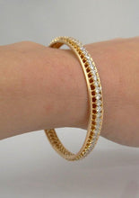 Load image into Gallery viewer, Ladies 14k Yellow Gold 6.00ctw Round Diamond Hard Bangle Bracelet
