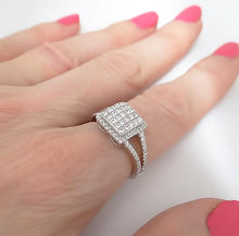 Load image into Gallery viewer, 750 18k White Gold .98cts Diamond Princess Square Halo Ring
