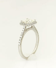 Load image into Gallery viewer, Ladies 14k White Gold 1 1/3ct Princess Cut Round Diamond Halo Engagement Ring
