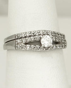 14k White Gold .40ct Round Diamond Wedding Engagement Ring Set