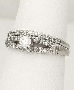 14k White Gold .40ct Round Diamond Wedding Engagement Ring Set