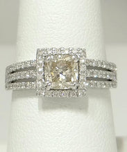Load image into Gallery viewer, 14k White Gold 2 1/4ct Cushion Cut Round Diamond Halo Engagement Ring
