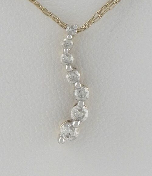 LADIES 10K YELLOW GOLD 1/5ct DIAMOND JOURNEY FINE JEWELRY PENDANT CHARM .65