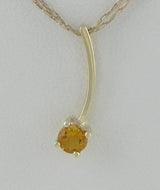 LADIES 10K YELLOW GOLD 1/4ct ROUND CITRINE NOVEMBER FINE PENDANT CHARM .70