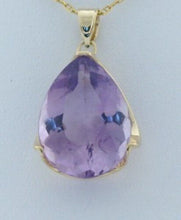 Load image into Gallery viewer, 14K YELLOW GOLD PEAR AMETHYST 20x14mm SOLITAIRE PENDANT
